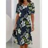 Summer Short Sleeved Dress 3D Floral Print Retro Dress Bohemian Dress Plus Size
