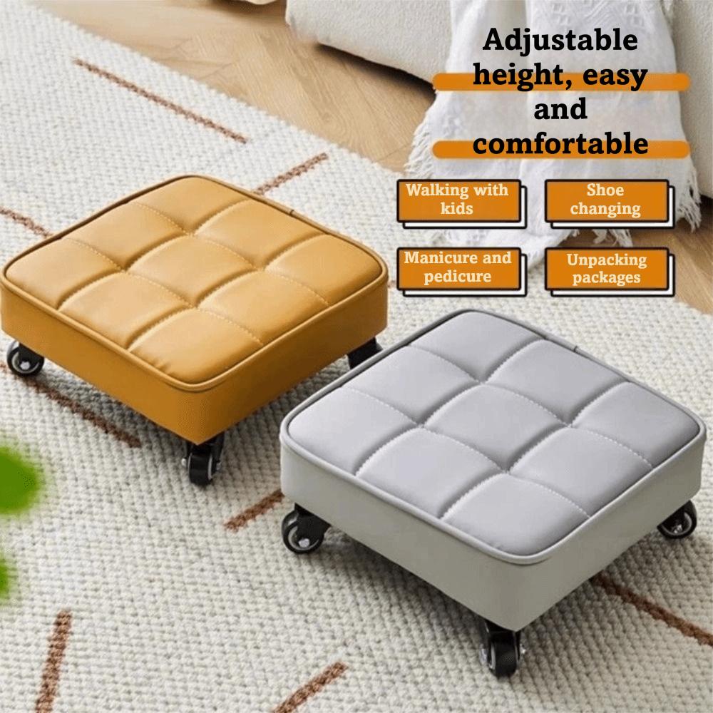 Upholstered Rolling Stool Square Shape Wheeled Short Bench Swivel Caster Stool  Tile Grouting