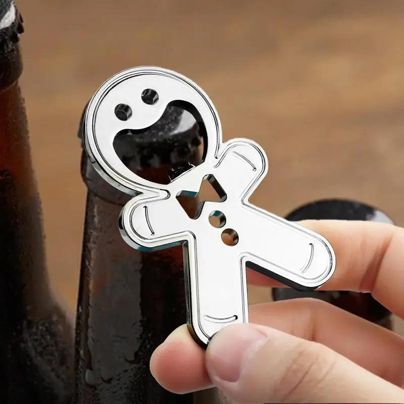 1Pc Magnetic Gingerbread Man Bottle Opener Stainless Steel Bottle Opener Fridge Soda Glass Cap Remover Kitchen Beer Bar Tool