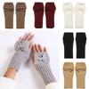 Fashion Accessory Thick Warm Bowknot Knitted Gloves Elastic Soft Fingerless Mittens Keep Warm Half Finger Gloves Winter