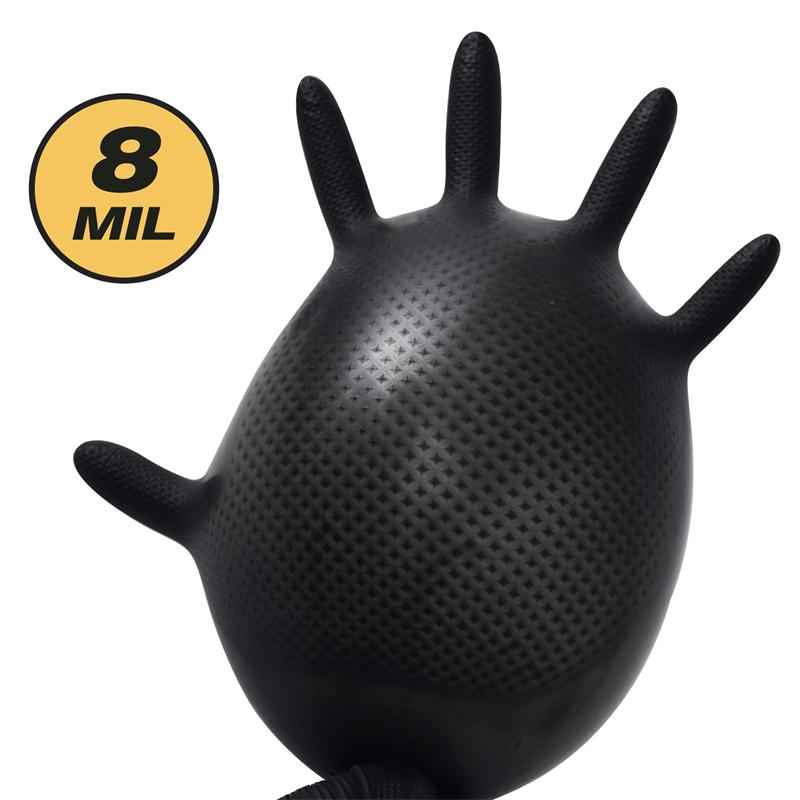 8mil Heavy Duty Black Nitrile Gloves 10/50PCS Disposable Industrial Gloves with Raised Diamond Grip for Mechanics Auto Tattoo