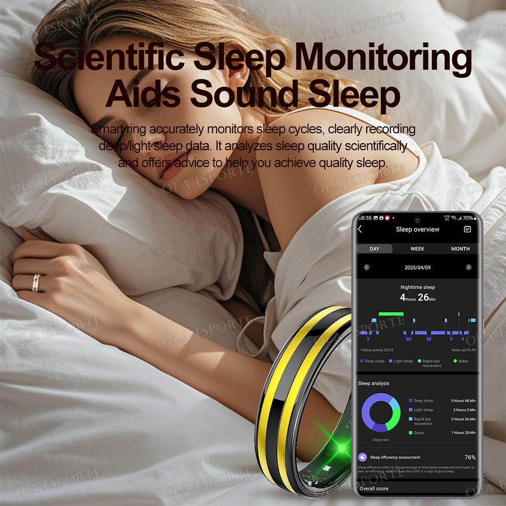 New  Smart Ring Heart Rate Stress Temperature Health Monitor Multi-sport Mode Waterproof Gesture Sensing Smartring Men Women