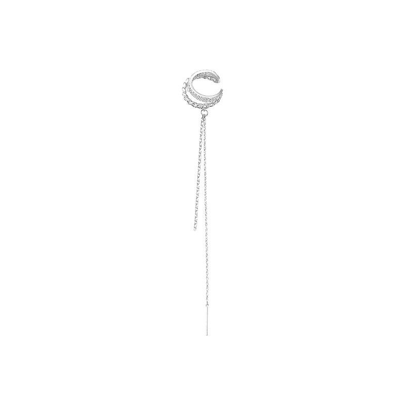 Long Tassel Ear Cuff Minimalist Luxury C Shaped Cubic Zirconia Elegant Stud Earrings Personalized Cool Jewelry