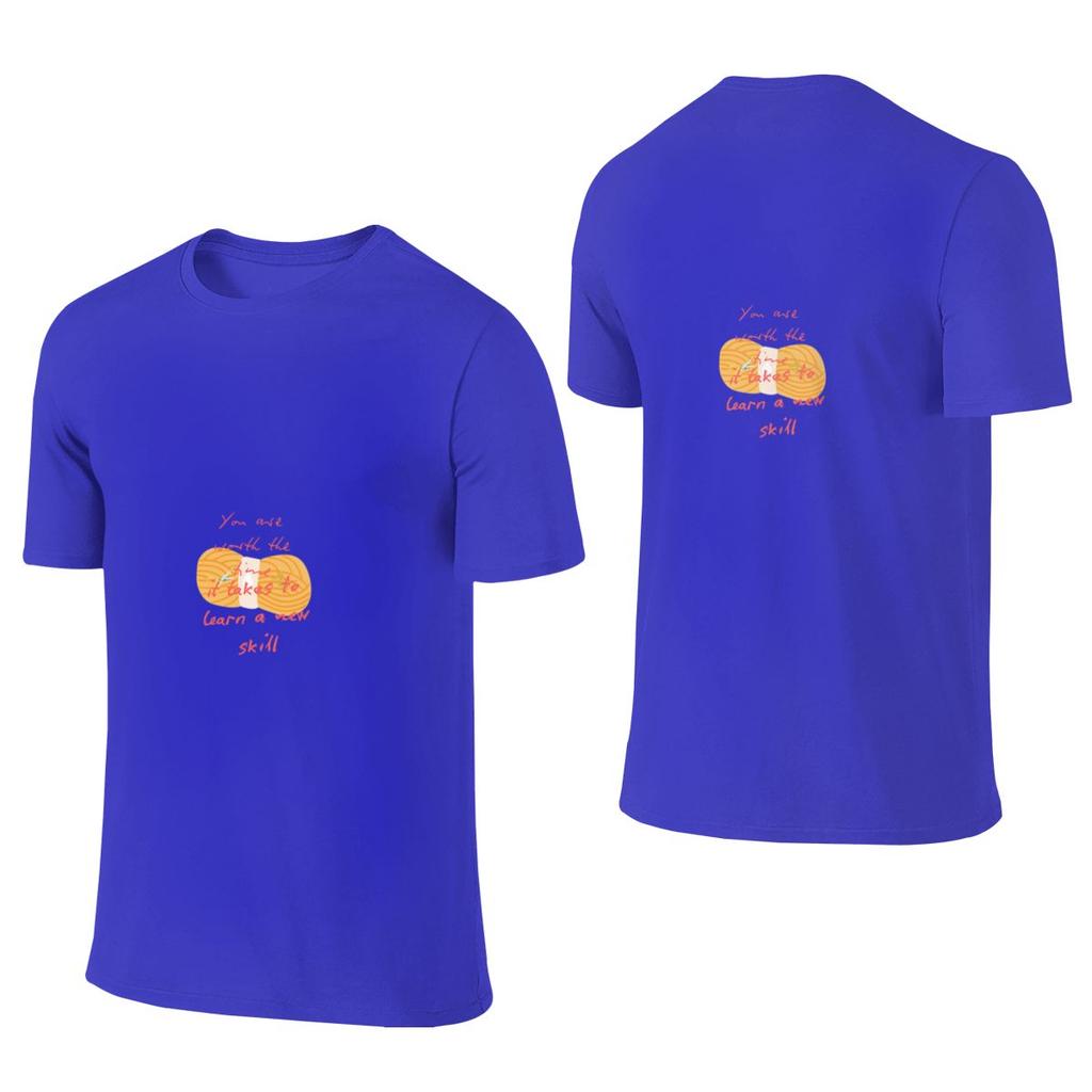 Motivational Quote Learn A New Skill Reversible Cotton Graphic Tee Versatile Outdoor Travel Hobby Casual Shirt