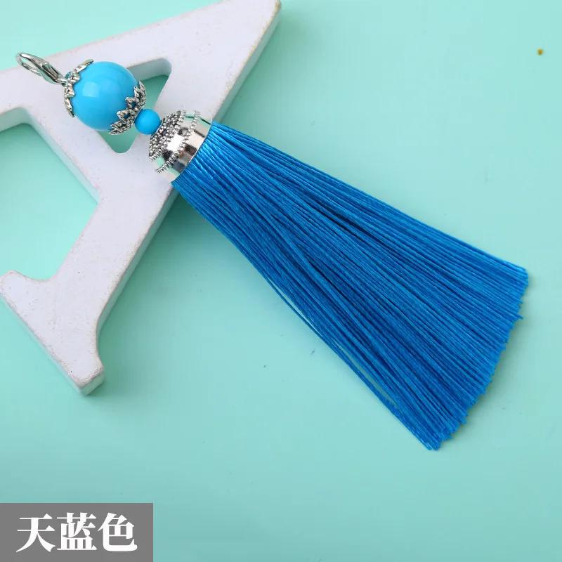 8cm Small Silk Tassel Earrings Pendant Charms Crafts Silver End Caps Tassels Brush for DIY Jewelry Making Accessories 5pc