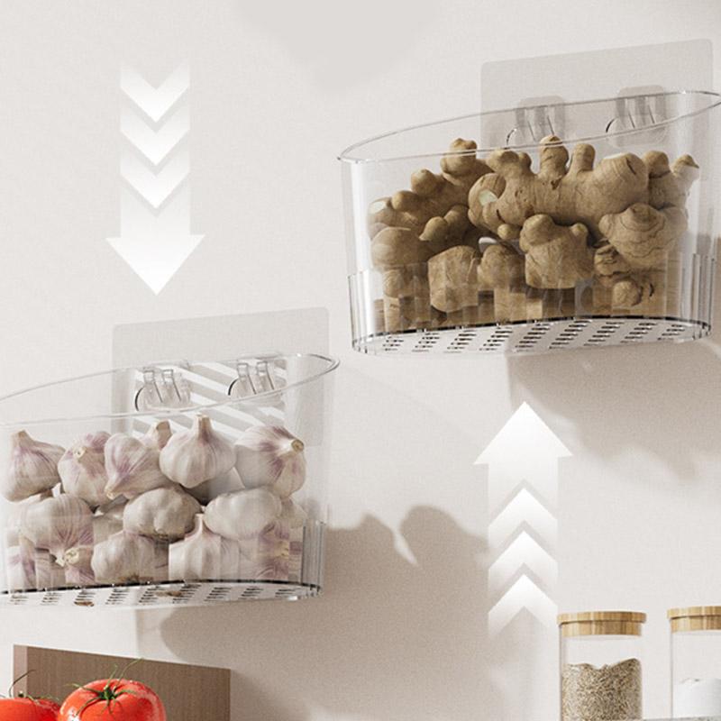 Kitchen Onion Ginger Storage Basket With Hook Vegetable Fruit Organizer Holder Bathroom Sundries Hanging Box