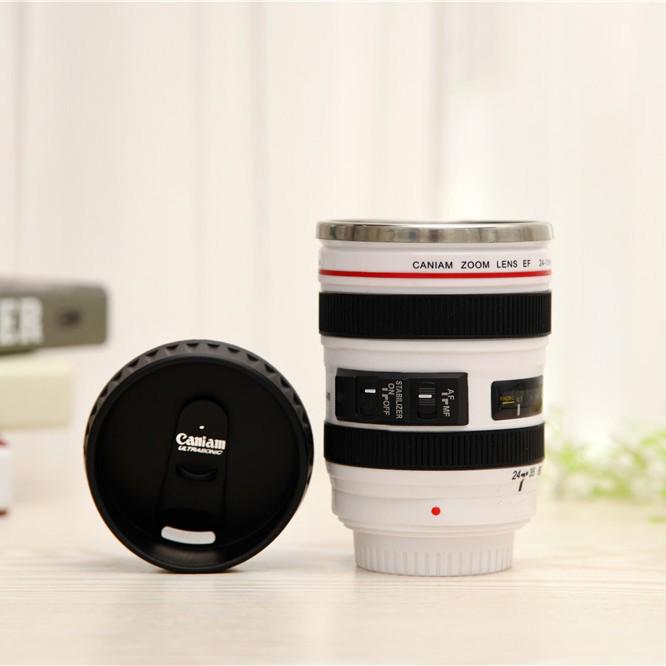 Creative DSLR Camera Lens Coffee Cup - Stainless Steel Lined for Students & Couples 301-400ml