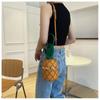 New Personalized Pineapple Shape Women's Messenger Bags Small Fresh Teenager Girl Single Shoulder Bag Foreign Flavour Woven Rivet Lock Chain Round Bag