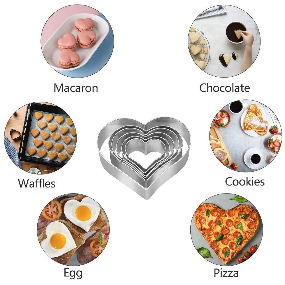 5Pcs Heart Shaped Heart Shaped Cookie Cutters Stainless Steel Biscuit Cutters  Pastry Making