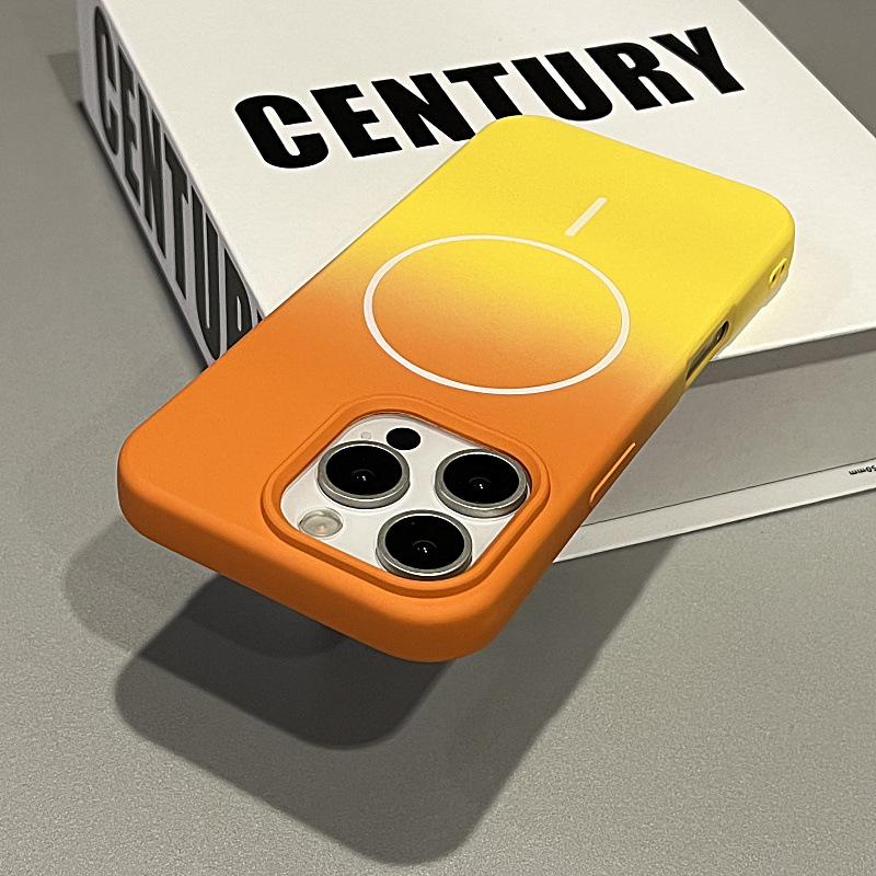 

Applicable To IPhone 16 Two-color Gradient Thin Circle Magnetic Suction Phone Case Apple 15 Liquid Silicone Anti Fall Soft Protection Case iPhone 16