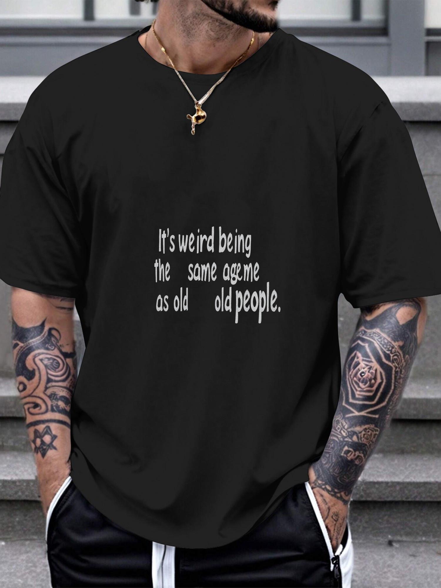 1pc Graphic Humorous Black T-shirt with White Chalk Font L