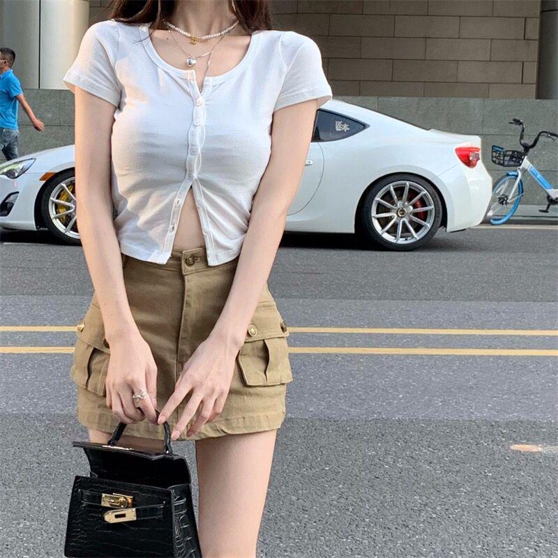 Women's High Waist A-Line Denim Mini Skirt for Spring/Summer