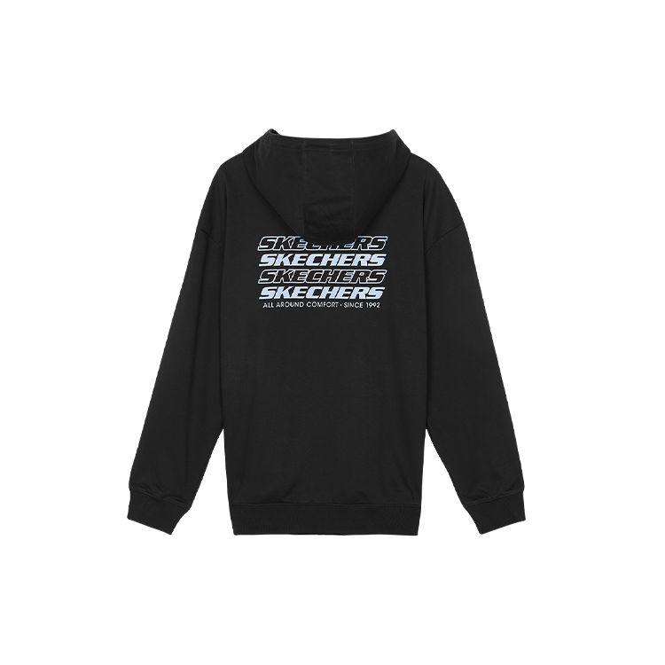 Skechers Colorful Casual Series Letter Print Hooded Pullover Sweatshirt Unisex Sweatshirt Carbon-Black L122U250-0018