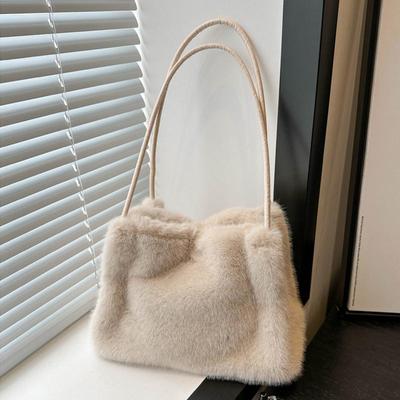 Borsa a tracolla morbida da donna, borsa con manico superiore, nuova moda femminile, autunno inverno, borsa morbida in peluche, versatile, tote per la spesa