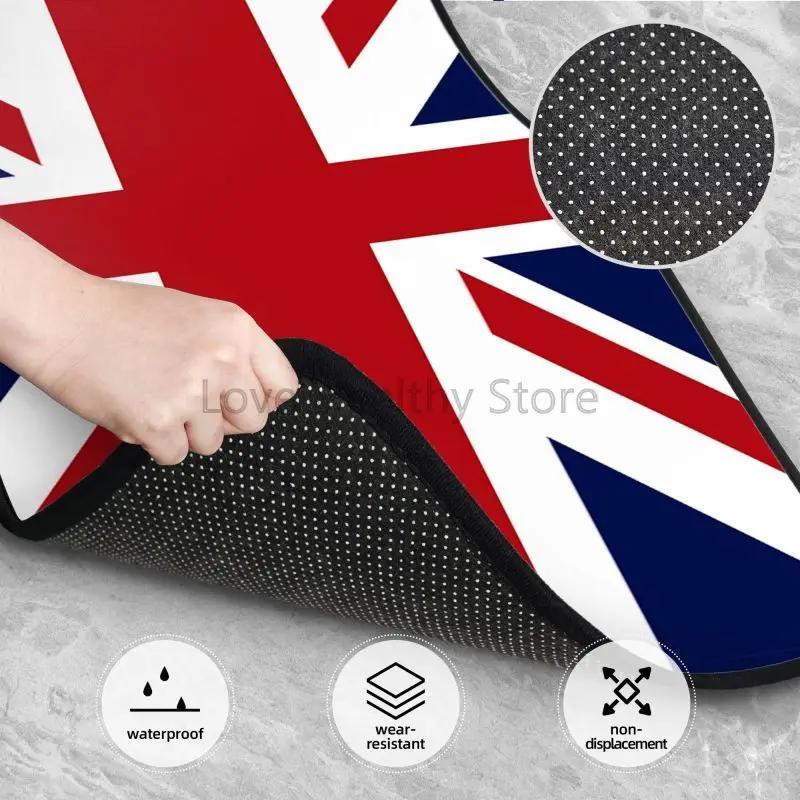 Tappetini Personalizzati Bandiera Union Jack del Regno Unito Set da 4 Pezzi Anteriori e Posteriori Tappetini in Moquette con Supporto in Gomma Universali