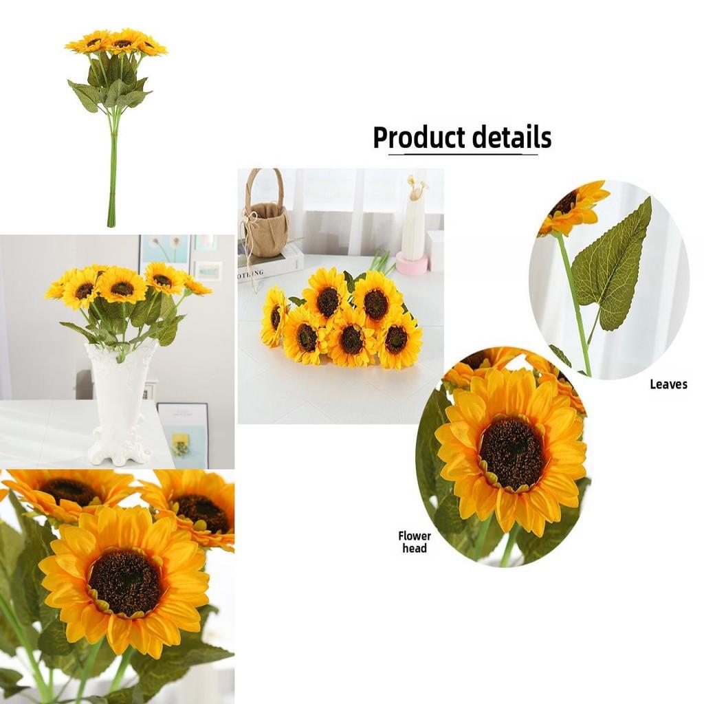 Sunflower Faux Flower Display With Fixed Shape Silk Craft For Event And Photography Use