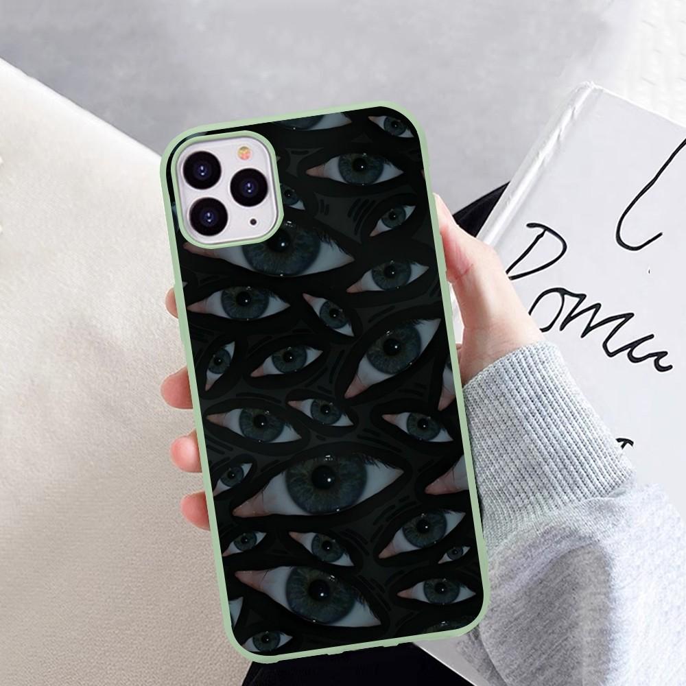 

Black Scary Ghost Eye Monstrous Line Art Phone Case for iPhone 14 13 Mini Pro Xs Max 8 7 6 6S Plus X XR Solid Candy Color Case iphone 13 pro