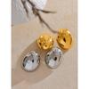 Eetit Irregular Round Smooth Stainless Steel Metal Trendy Stud Earrings Rust Proof Texture Simple Statement Daily Jewelry Office