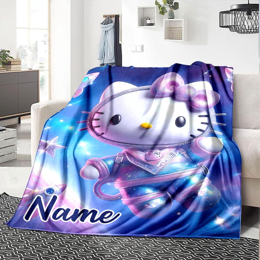 Customizable HelloKitty14 Throw Blanket – Personalized Name, All-Season Cozy Snug Blanket, Machine Washable, Personalized Blanket
