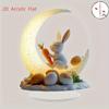 2D Flat Traditional Easter Bunny Acrylic Desktop Decoration, Moon and Eggs, Home Decor Plaque Hanging Wall Art Decorative Garden Decoration for Room D