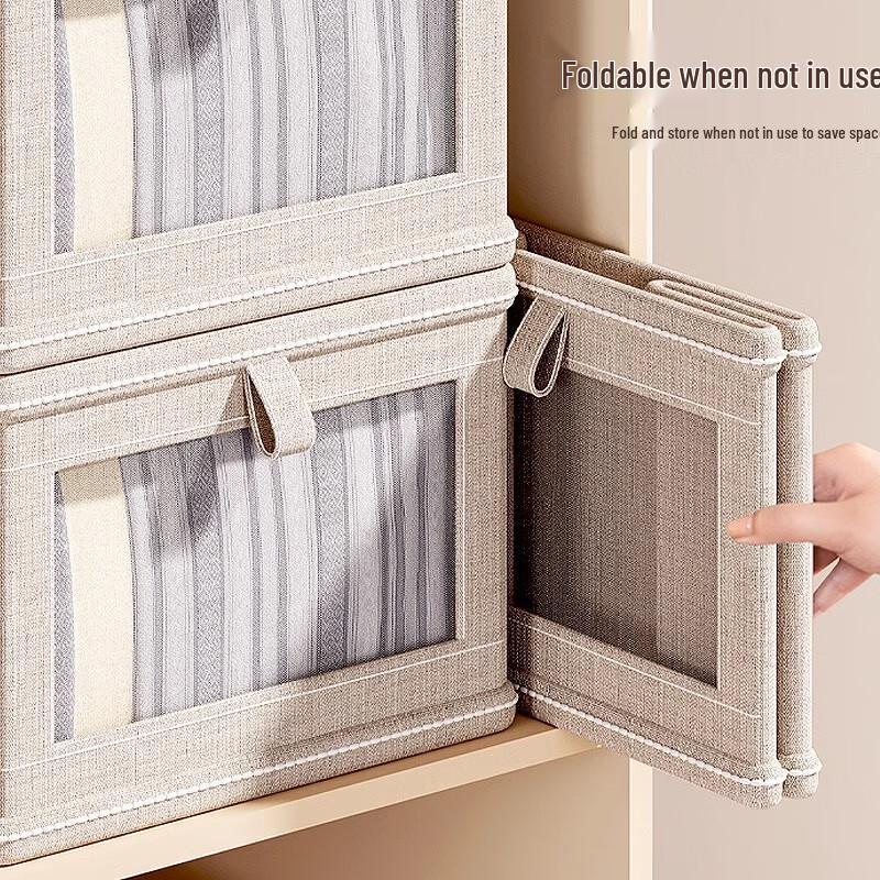 Large Oxford Cloth Storage Box with Lid and Window: Household Fabric Organizer
