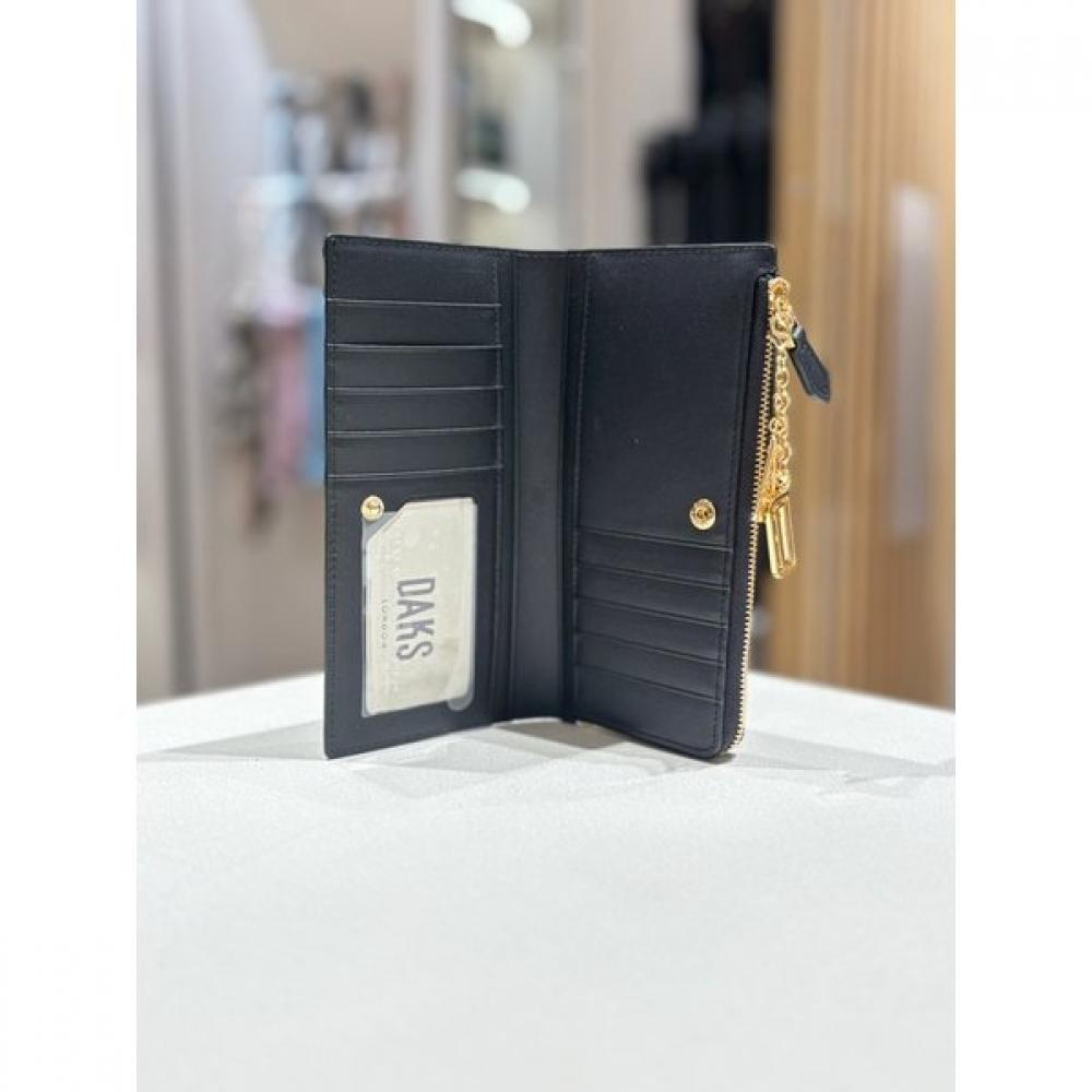 Daks Black Dd Logo Pattern Leather Slim 2 Fold Wallet Dcwa5f528bk