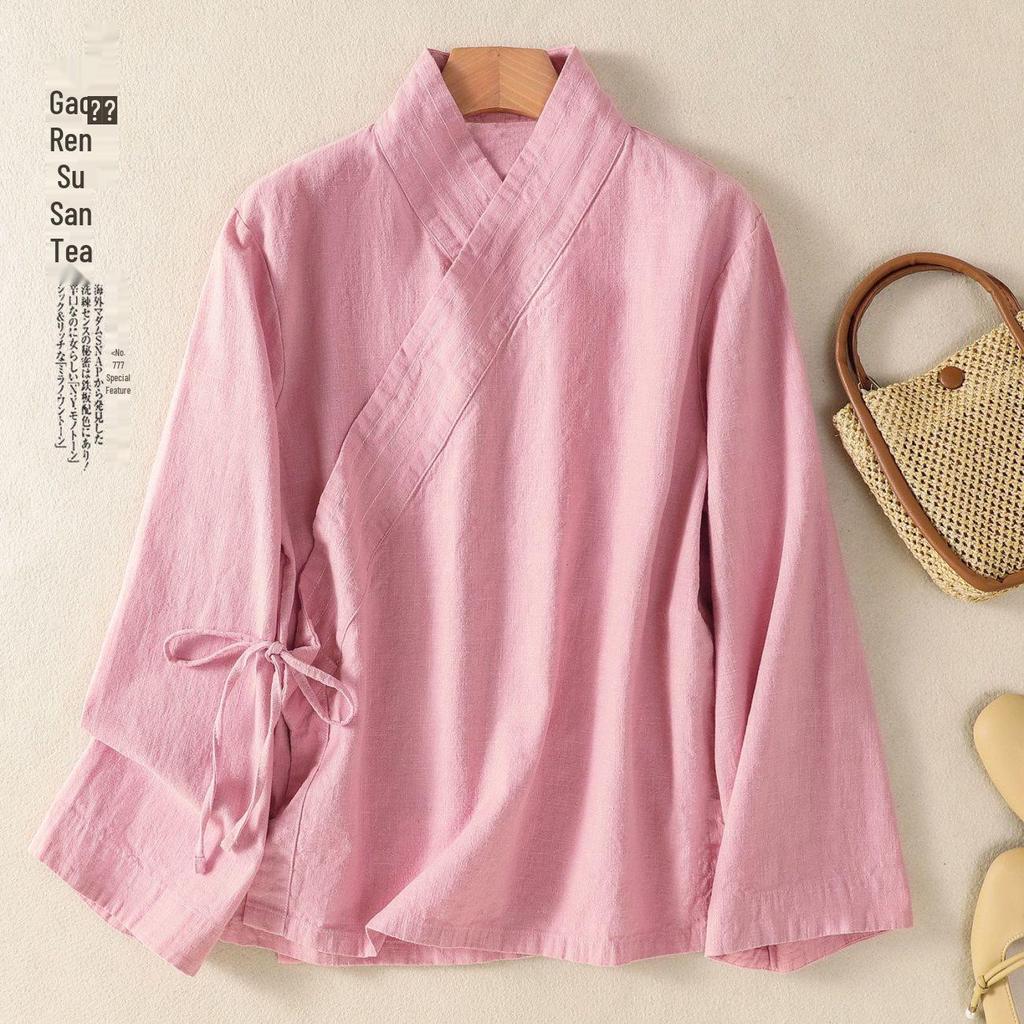 Damski bawełniano-lniany strój do Tai Chi - Osiem Jedwabi Wudang Taoistyczny Hanfu na wiosenne ćwiczenia i do noszenia na co dzień