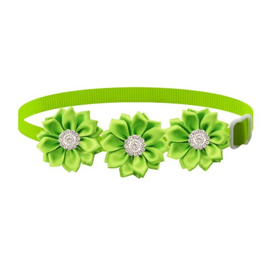 

Ошейник для домашних животных Регулируемый мягкий удобный ремешок на шею для домашних животных Цветочный декор со стразами Ошейник для кошек и собак Товары для домашних животных зелёный