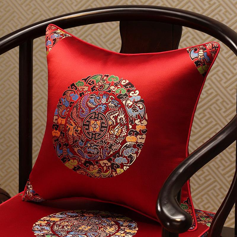 Chinese-Style Jacquard Square Pillow Cover Embroidered Lumbar Pillow Case Sofa Large Backrest Cover Hotel Office Home Decor