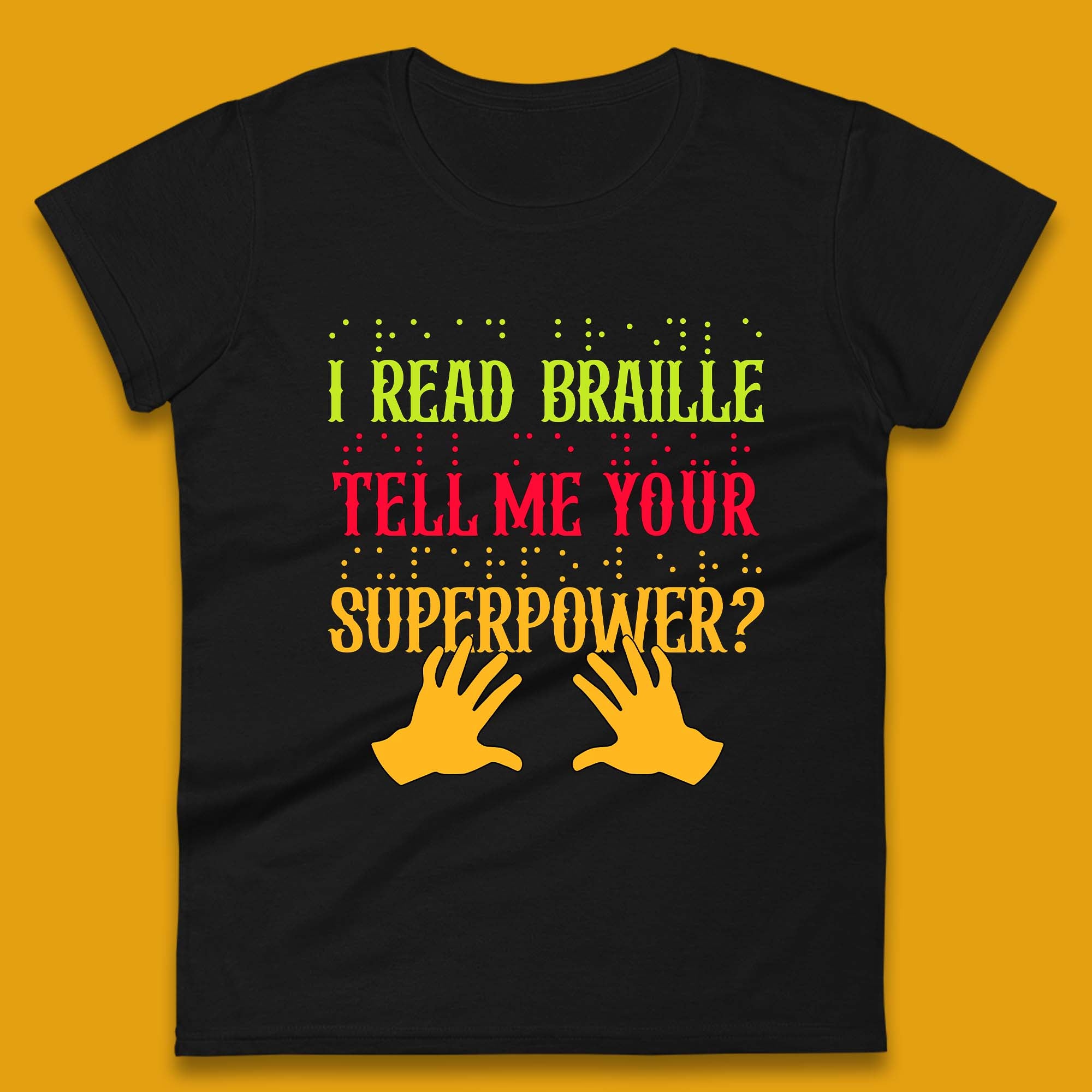 Braille Superpower Womens T-Shirt Mens Tops Tees Unisex 4XL