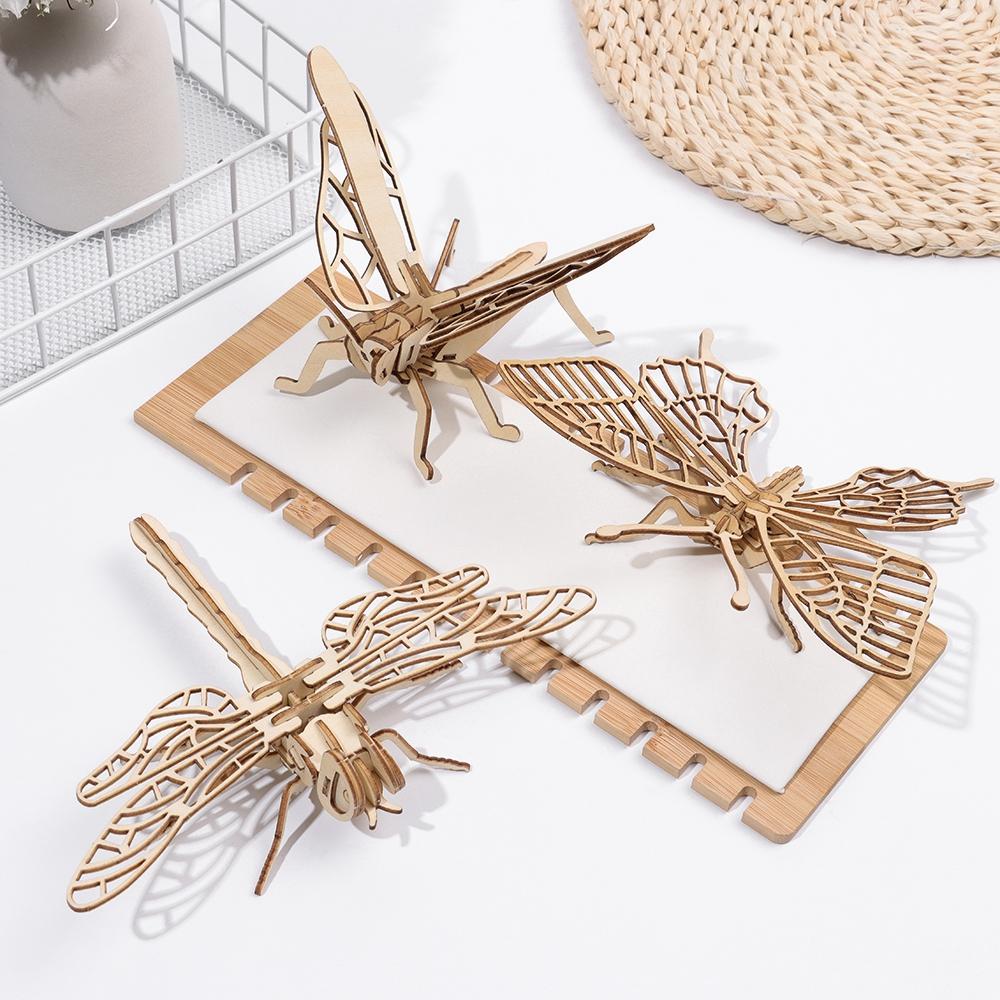 Assembly Toy Handmade Wooden Puzzle Wood Insect Animal DIY Jigsaw Board Montessori 3D Puzzle