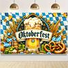 Oktoberfest Theme Banner 1 Piece - Traditional German Celebration Background, Beer and Pretzel Design