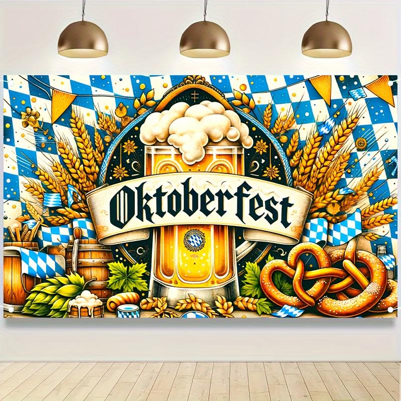 Oktoberfest Theme Banner 1 Piece - Traditional German Celebration Background, Beer and Pretzel Design