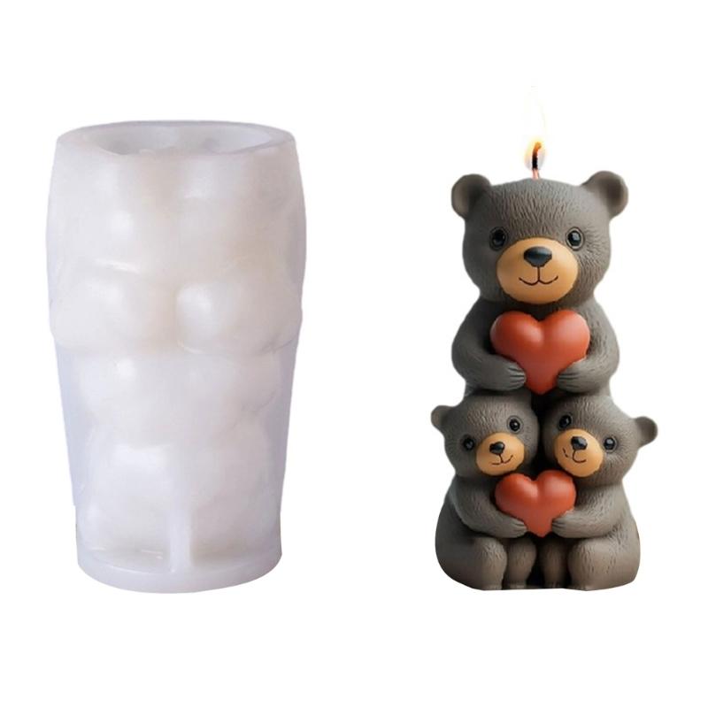 Stackable Bear Silicone Mould For Household Candle Soap Plasters Craft Family Projects Reusable