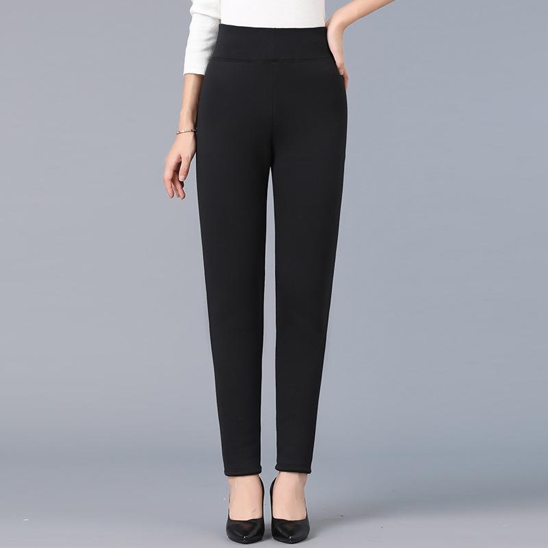 

Флисовые утепленные хлопковые брюки для женщин среднего и пожилого возраста, зимние, бабушкины теплые брюки, верхняя одежда, для мамы, леггинсы с высокой посадкой 4XL