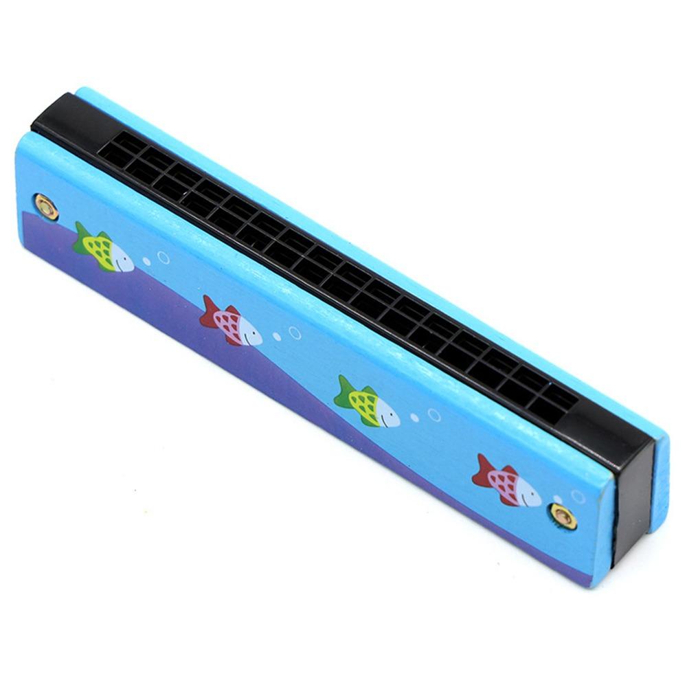 New 16 Holes Wooden Harmonica Melodic Colorful Painted Melodica Cute Cartoon Children Musical Instrument Beginners