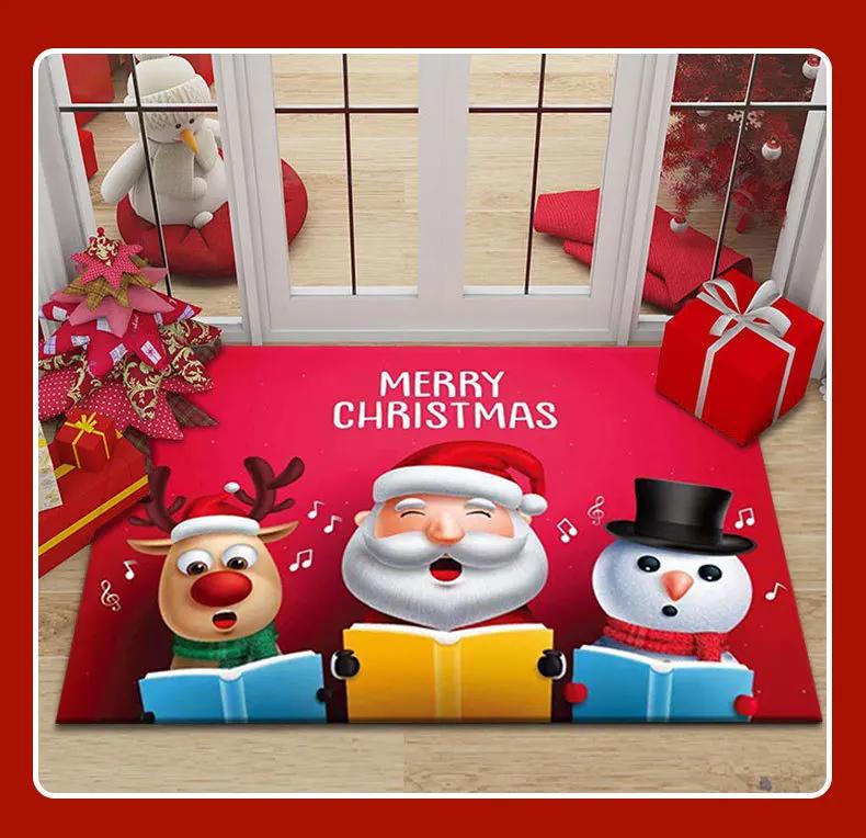 

Merry Christmas Santa Claus Home Entrance Decoration Carpet Door Mat Non-Slip Hallway Bedroom Bathroom Mat Living Room Rugs 40x60cm