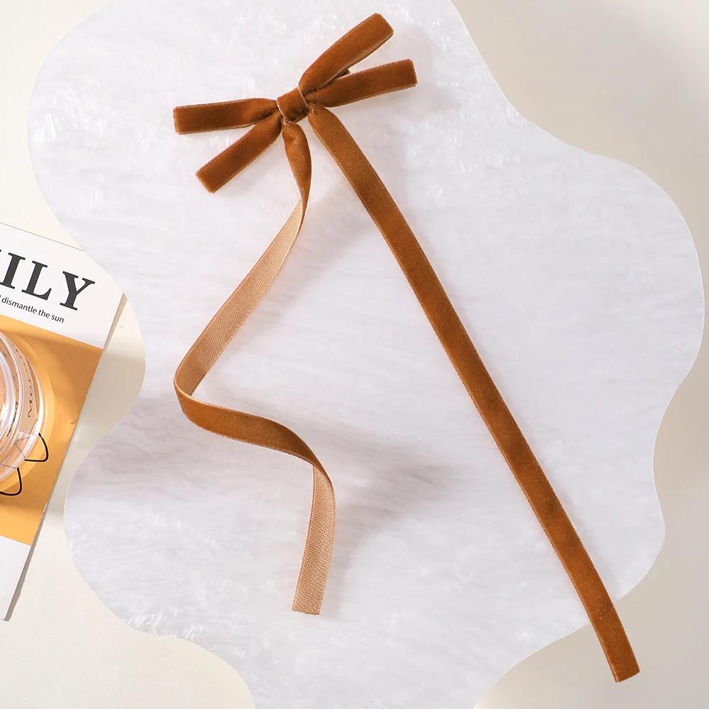 Vintage Big Large Velvet Bow Hairpins Barrettes For Women Girls Wedding Long Ribbon Korean Hair Clip Hairgrip Hair Accessories