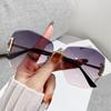 Advanced sunscreen sunglasses women's new gradual change of color sunglasses polygonal large frame women's glasses borderless sunglasses