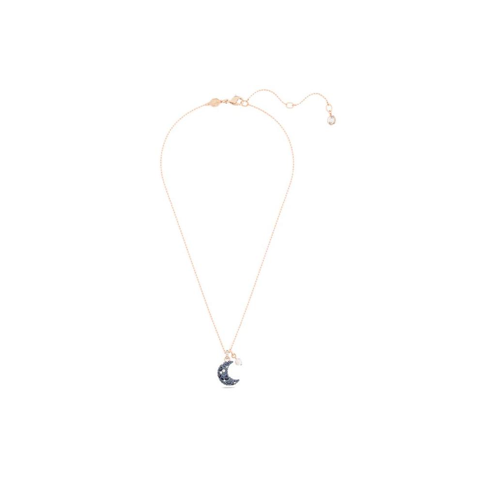 Swarovski Naszyjnik z wisiorkiem w kształcie księżyca Luna dla kobiet Różowe złoto Niebieski 5671585