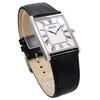 Seiko SWR049 Quartz Square Watch, White Dial, Black Leather Band