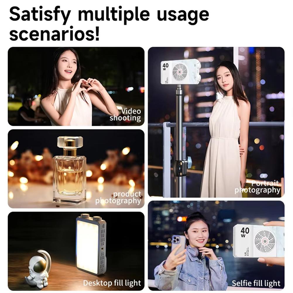 40W LED Camera Light 2800K-9000K Handheld Fill Light 4400mAh Rechargeable Portable Light Panel Video Light