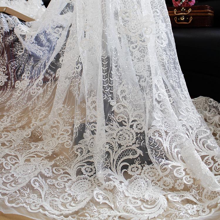 Sequin Embroidered Lace Fabric, Wedding Dress Handmade Diy Material Clothing Tablecloth Curtain Decorative Fabric Accessories