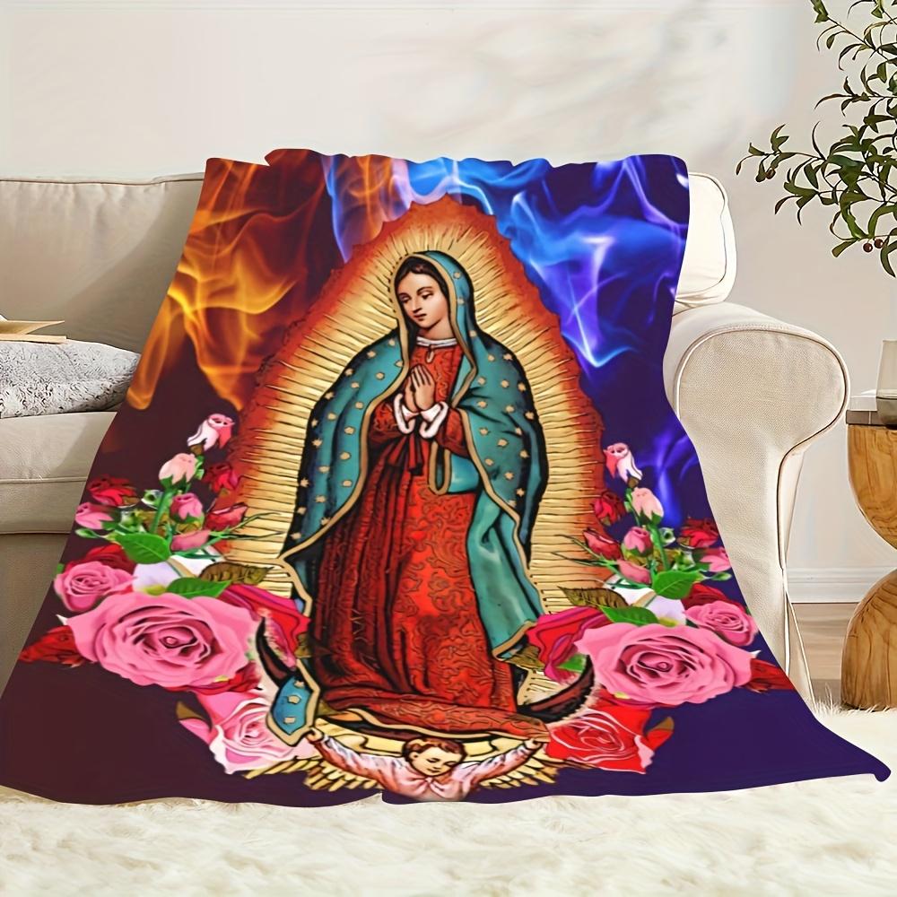 Serene Virgin Mary Blanket Soft Flannel Faith Inspired Home Decor for Living Room Bedroom All Season Comfort