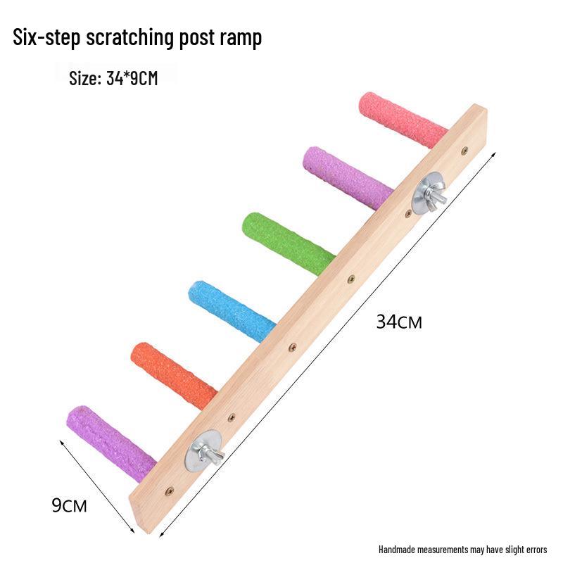 Budgie Toys Wooden Climbing Rope Ladder - Peony Interactive Swing & Beak Grinder for Small Birds In Birdcages