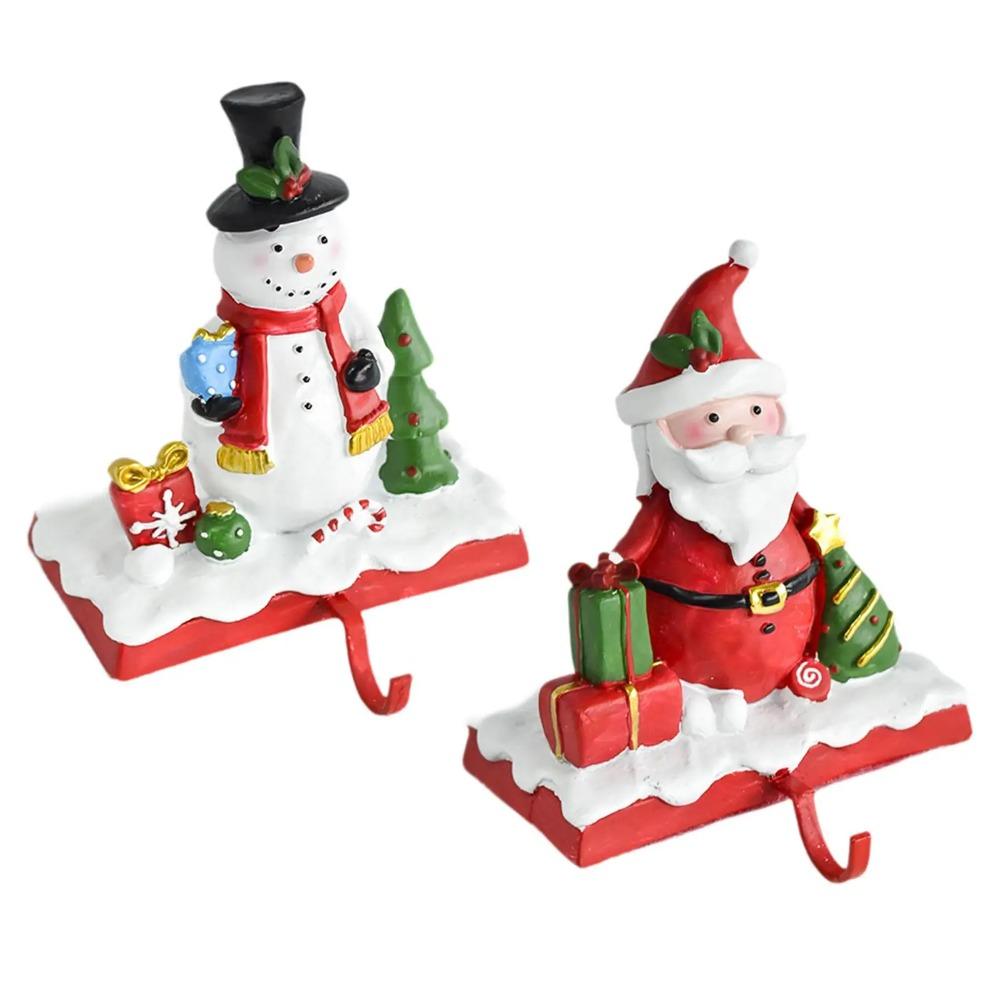 Resin Santa Claus Snowman Hook Non-skid Fireplace Mantel Stand Hanger  Party Favors