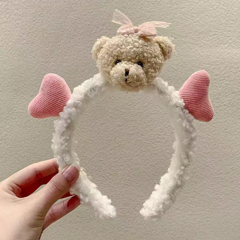 Autumn Winter Cute 3D Milk Bottle Bear Ears Face Washing Headband Hair Accessories for Women