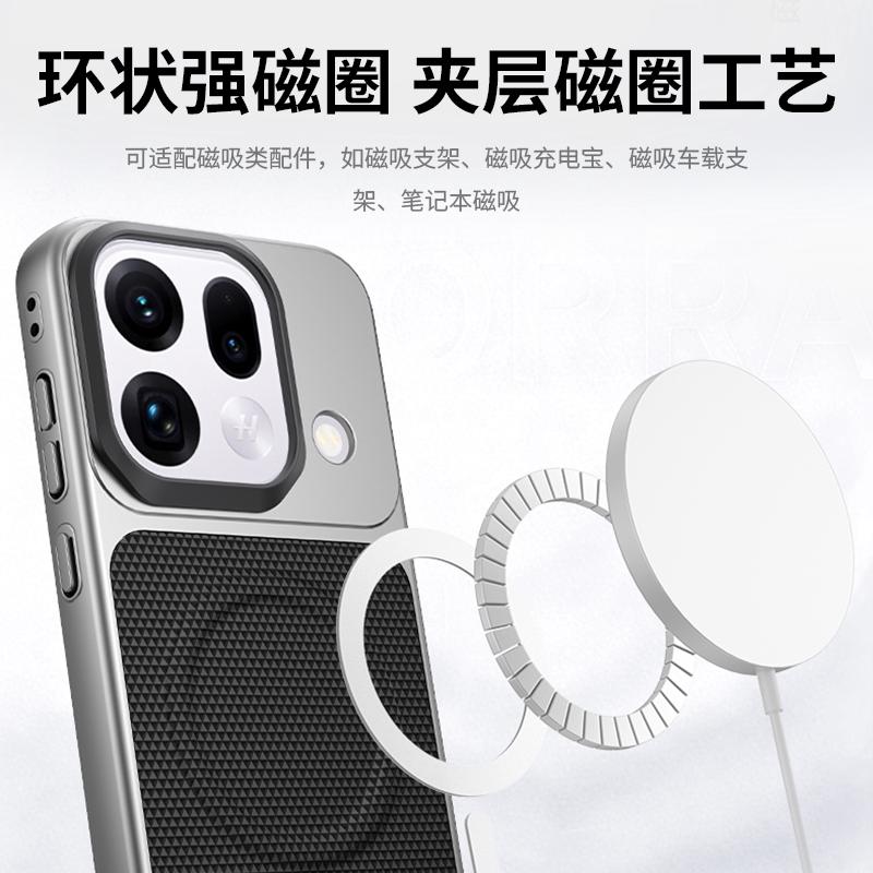 For OPPO Find X9S Pro Case Fashion Magnetic For MagSafe Matte PU Leather Electroplated PC Hard Cover Non-Slip Dustproof Bumper
