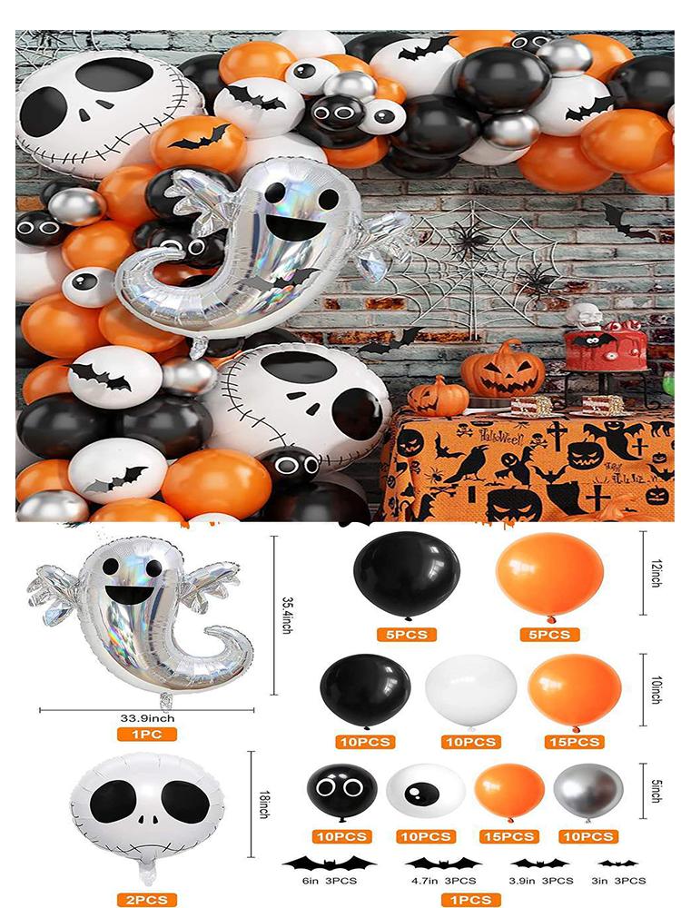 Halloween ballonnen krans boog set met zwarte en oranje kleurrijke confetti oogbol ballonnen geschikt voor Halloween huisdecoratie