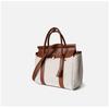 Large capacity commuter bag, premium sense, portable shoulder messenger bag, canvas with cowhide lock, tote bag, briefcase, women